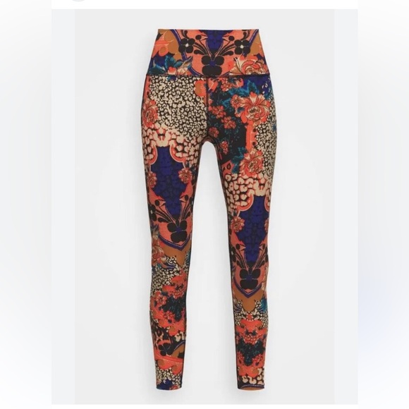 Free People Movement high rise 7/8 length floral bright colorful leggings - Picture 3 of 9